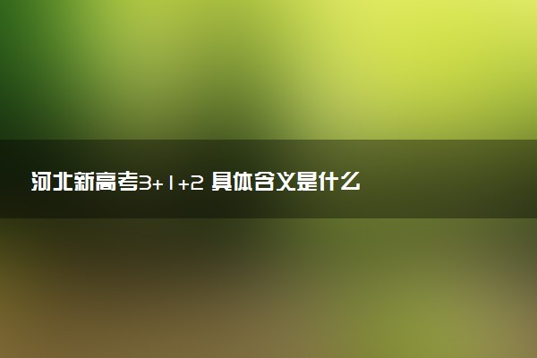 河北新高考3+1+2 具體含義是什么