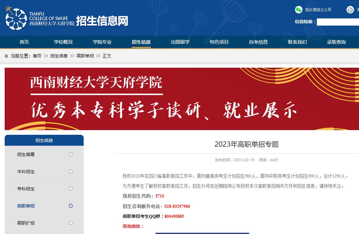 西南財(cái)經(jīng)大學(xué)天府學(xué)院2023年高職單招專題