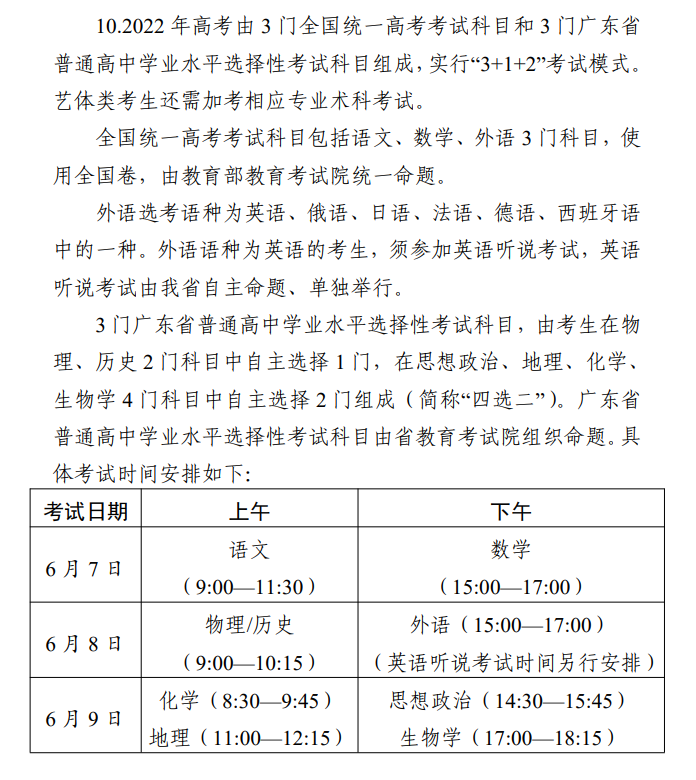 ?2023高考參考|2022年廣東高考考試安排及評(píng)卷要求