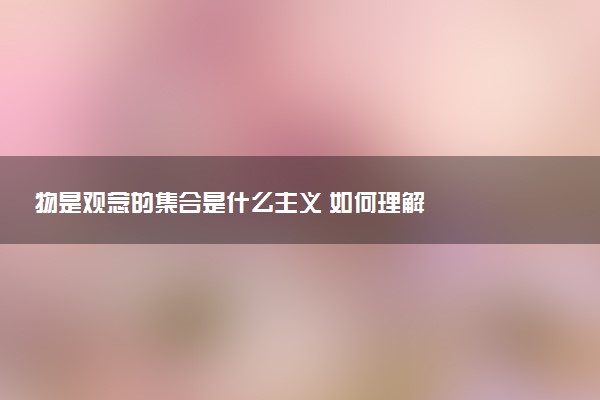 物是观念的集合是什么主义 如何理解