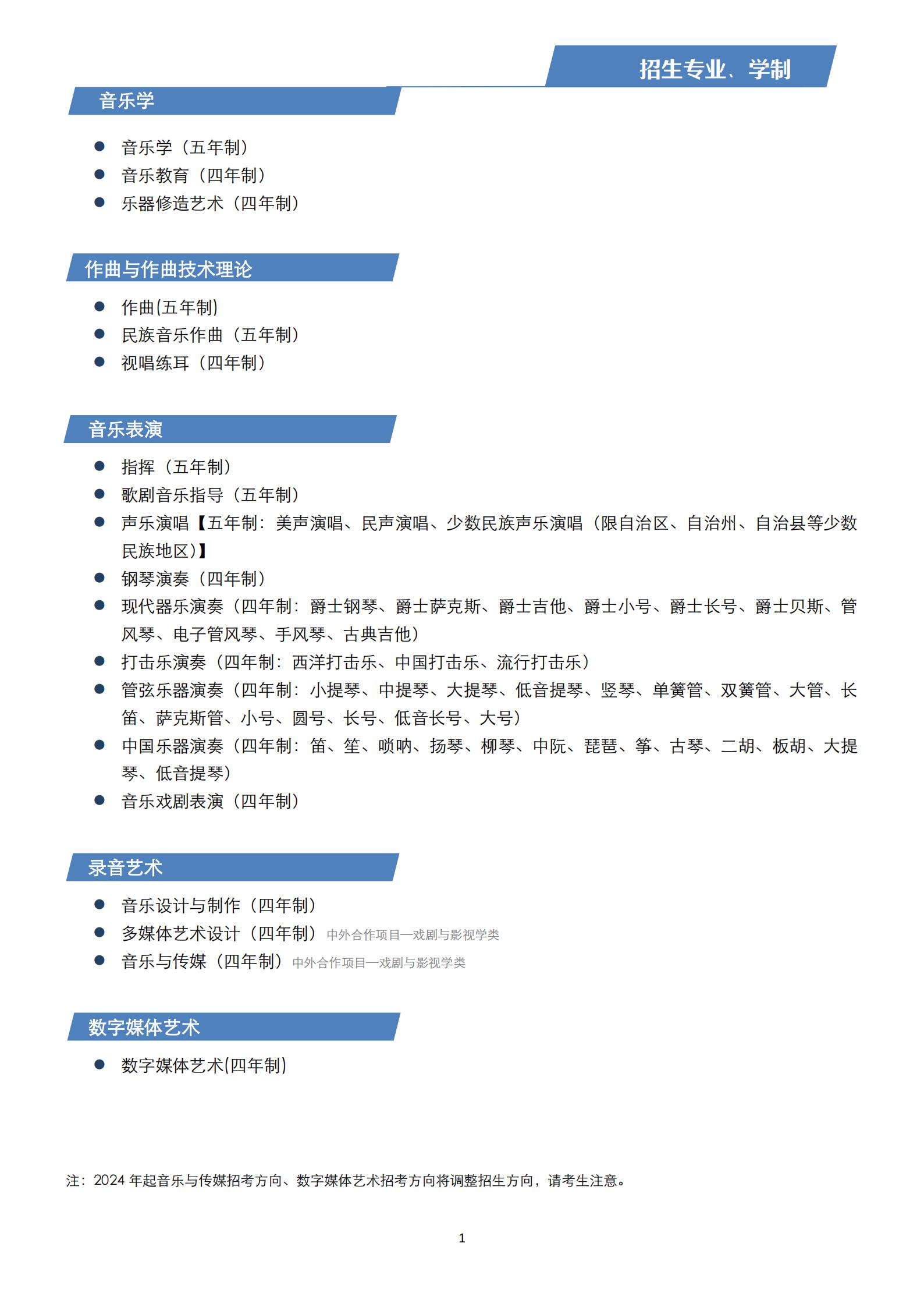 【已发布】2023年上海音乐学院本科艺术类招生专业目录及考试大纲