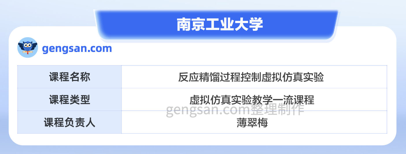 第二批國家級一流本科課程名單公布！南京工業(yè)大學反應精餾過程控制虛擬仿真實驗課程入選