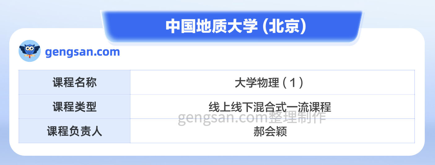 第二批國家級一流本科課程名單公布！中國地質(zhì)大學（北京）大學物理 ( 1 )課程入選